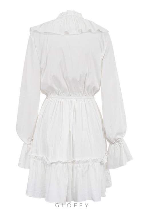 Sharon V Yaka Volanlı Mini Elbise