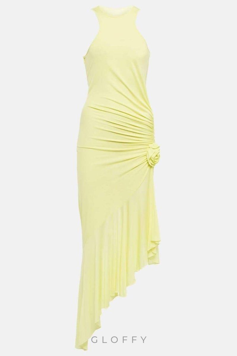 Valerie Asimetrik Volanlı Midi Elbise