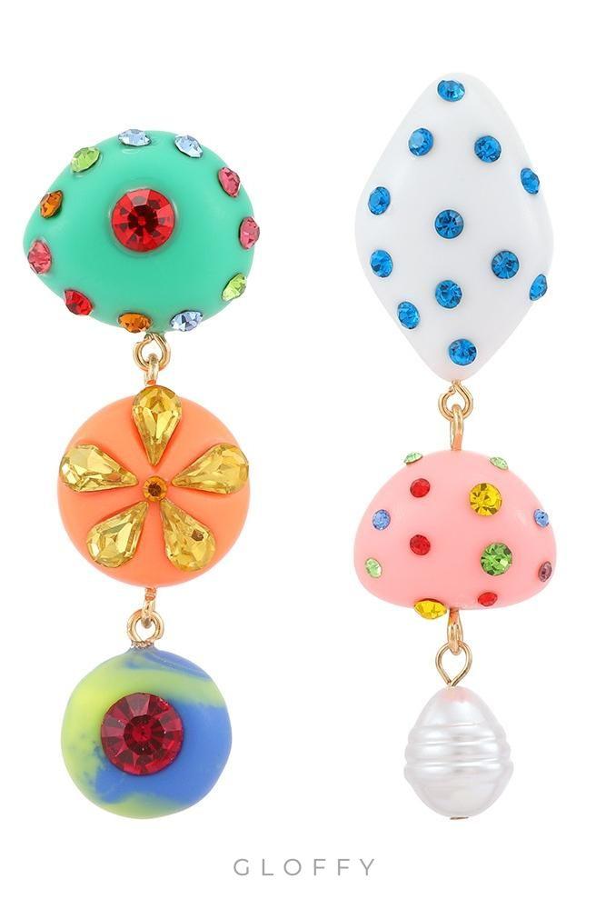 Wiola Renkli Taşlı Küpeler